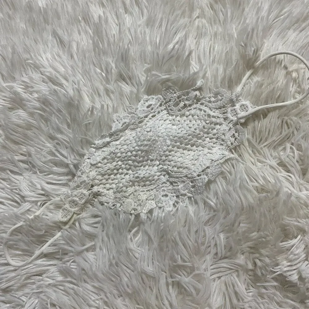 Toddler Girls White Crochet Lace Face Mask